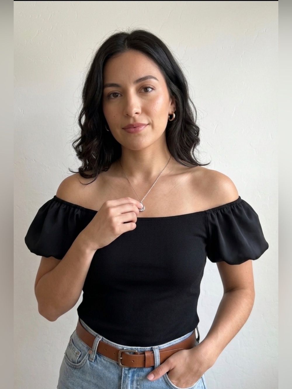Express Off-Shoulder Puff Sleeve Top